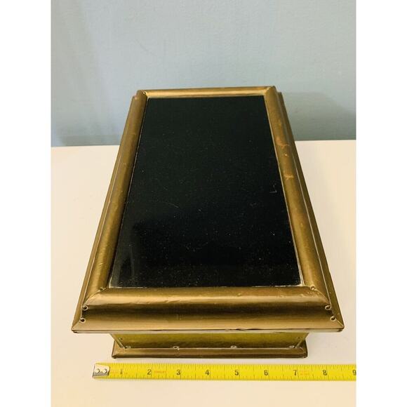 Vintage 12” Brass Casket Box Jewelry Dresser Parlor Trinket Home Decor - Picture 3 of 16